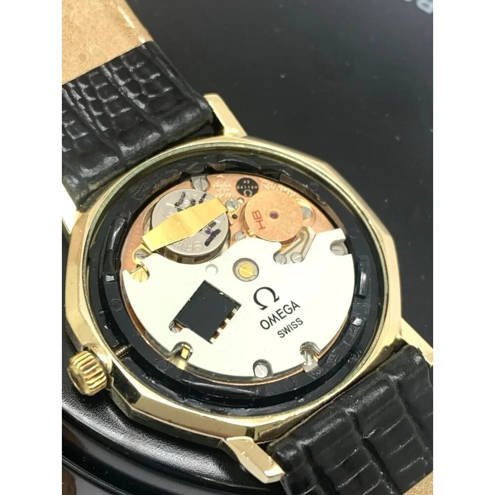 Omega Constellation Mens Watch Vintage Swiss Quartz 1330 White Dial Leather 33mm